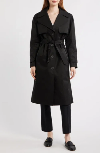 Via Spiga Back Button Cotton Blend Trench Coat In Black