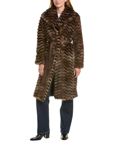 Via Spiga Belted Coat In Brown