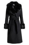 Via Spiga Womens Faux Fur Slimming Wool Coat In Black