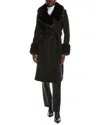 Via Spiga Belted Wool-blend Coat In Black
