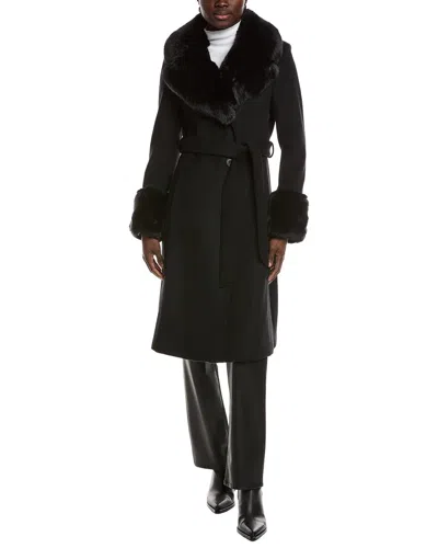 VIA SPIGA BELTED WOOL-BLEND COAT