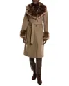 Via Spiga Belted Wool-blend Coat In Brown