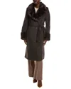 Via Spiga Belted Wool-blend Coat In Blue