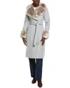 Via Spiga Belted Wool-blend Coat In Gray