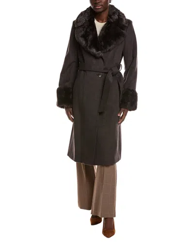 Via Spiga Belted Wool-blend Coat In Green