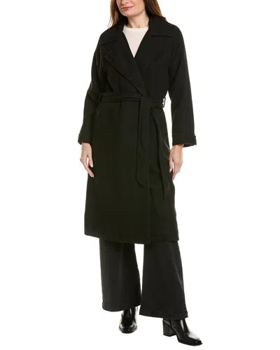 Via Spiga Belted Wool-blend Coat In Black