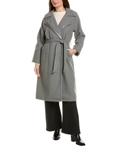 Via Spiga Belted Wool-blend Coat In Gray
