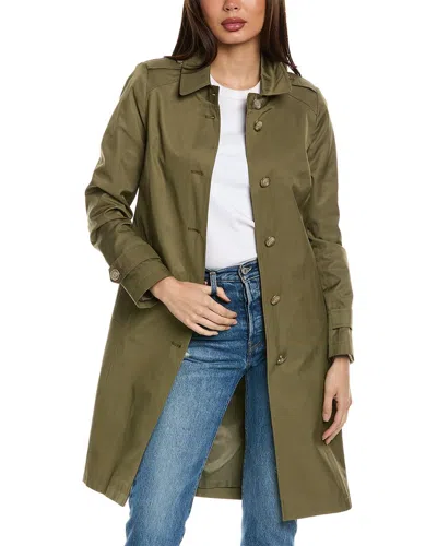 Via Spiga Button Back Trench Coat In Green