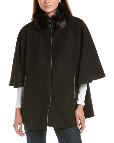 Via Spiga Button Front Collar Cape In Black