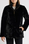 Via Spiga Chevron Faux Fur Jacket In Black