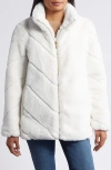 Via Spiga Chevron Faux Fur Jacket In Winter White