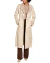 Via Spiga Longline Faux Shearling Coat In Beige
