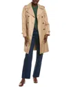 Via Spiga Double-breasted Raglan Sleeve Trench Coat In Brown
