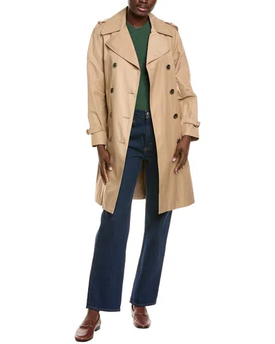 Via Spiga Double-breasted Raglan Sleeve Trench Coat In Brown