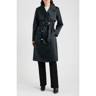 Via Spiga Double Breasted Satin Trench Coat In Multi