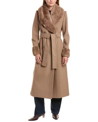 Via Spiga Double-breasted Belted Coat In Brown