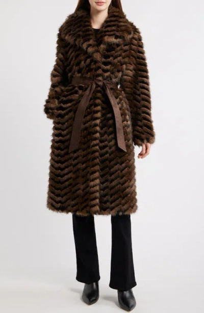 Via Spiga Faux Fur Coat In Brown