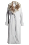 Via Spiga Faux Fur Collar Wool Blend Coat In Ice