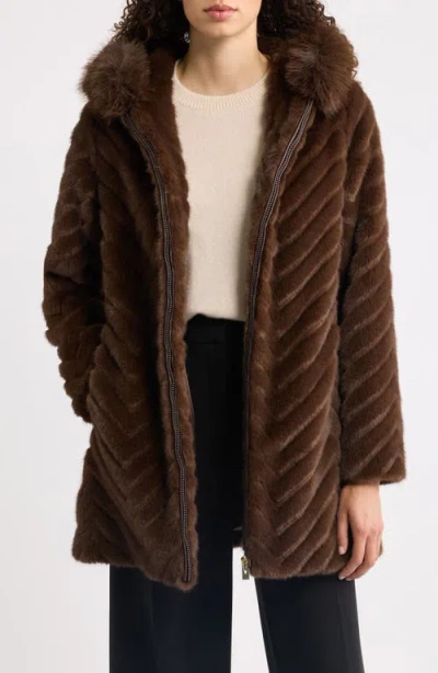 Via Spiga Faux Fur Hooded Coat In Multi
