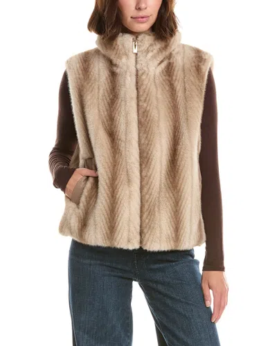 Via Spiga Faux Fur Vest In Beige