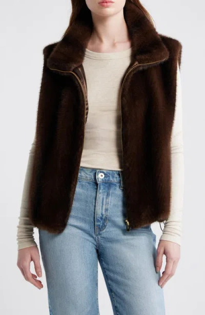 Via Spiga Faux Fur Vest In Brown