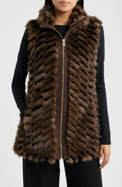 Via Spiga Faux Fur Vest In Brown Multi Color