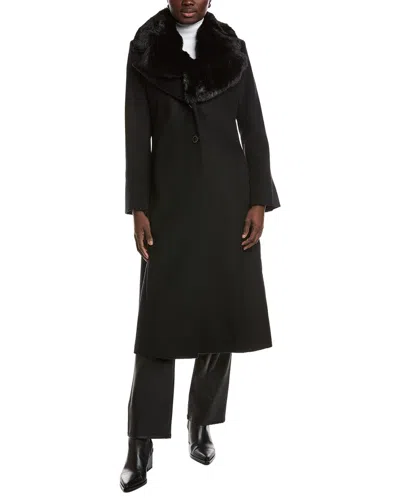 Via Spiga Feminine Wool-blend Coat In Black