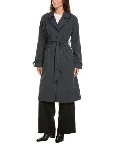 Via Spiga Gabardine Trench Coat In Blue