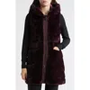 Via Spiga Hooded Quilted Faux Fur Vest In Brown