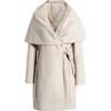 Via Spiga Hooded Wool Blend Belted Coat In Bone