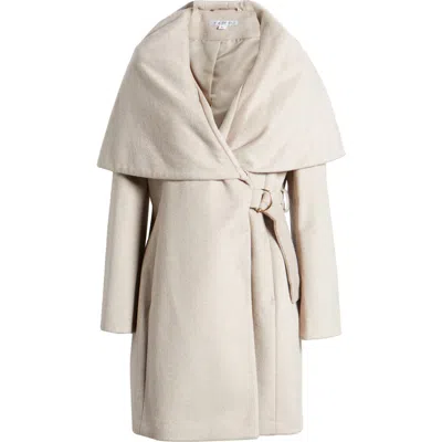 Via Spiga Hooded Wool Blend Belted Coat In Bone