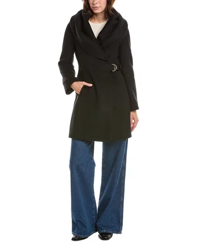 Via Spiga Hooded Wool-blend Coat In Black