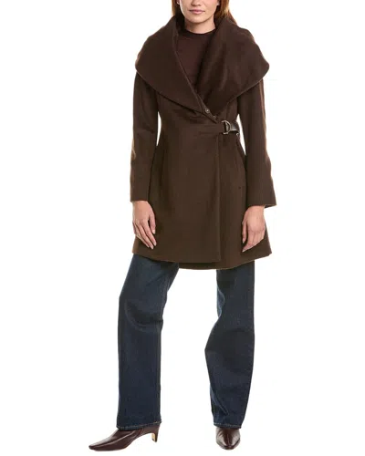Via Spiga Hooded Wool-blend Coat In Brown