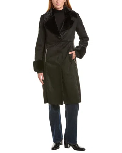 Via Spiga Notch Collar Maxi Coat In Black