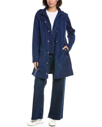 Via Spiga Packable Rain Jacket In Blue