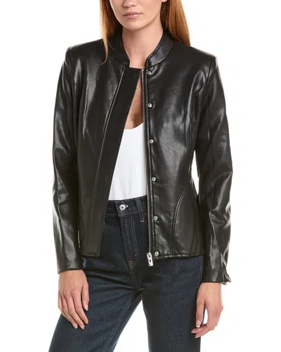 Via Spiga Peplum Faux Leather Jacket In Black