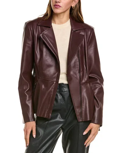 Via Spiga Peplum Moto Jacket In Brown