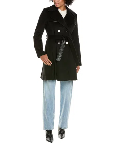 Via Spiga Pleated Wool-blend Coat In Black