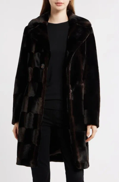 Via Spiga Reefer Faux Fur Longline Coat In Multi