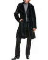 Via Spiga Reefer Faux Fur Longline Coat In Blue