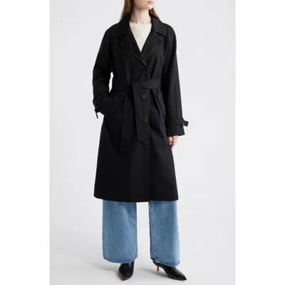 Via Spiga Stretch Gabardine Trench Coat In Black