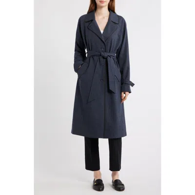 Via Spiga Stretch Gabardine Trench Coat In Blue