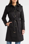 Via Spiga Water Resistant Cotton Blend Coat With Removable Hood In Black