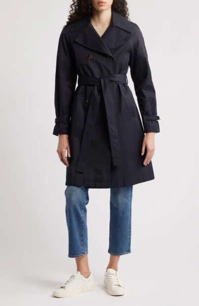 Via Spiga Water Resistant Cotton Blend Trench Coat In Black