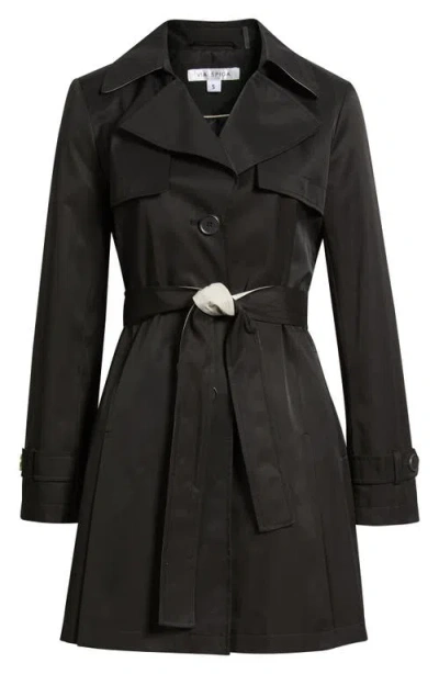 Via Spiga Water Resistant Cotton Blend Trench Coat In Black