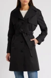 Via Spiga Water Repellent Cotton Blend Trench Coat In Black