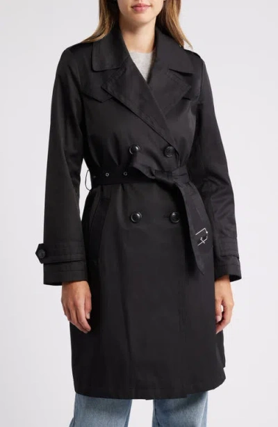 Via Spiga Water Resistant Cotton Blend Trench Coat In Black