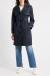 Via Spiga Water Resistant Cotton Blend Trench Coat In Blue