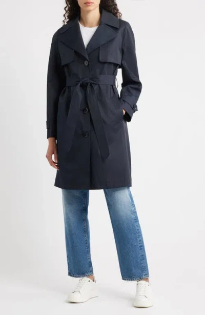 Via Spiga Water Resistant Cotton Blend Trench Coat In Blue