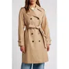 Via Spiga Water Resistant Cotton Blend Trench Coat In Camel